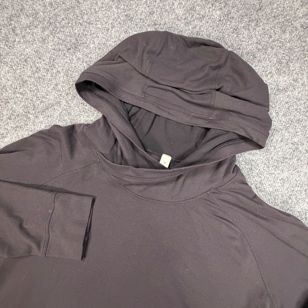 Lululemon Black Raglan Pullover Hoodie Womens Size 10 Kangaroo Pocket 0967